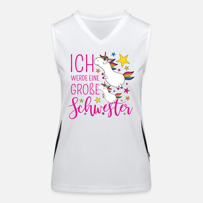 Große Schwester Einhorn Einhörner pink Sterne bunt Funktionelles Kontrast-Tank Top für Frauen