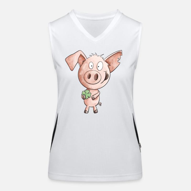 Glück Schwein Mit Kleeblatt Funktionelles Kontrast-Tank Top für Frauen