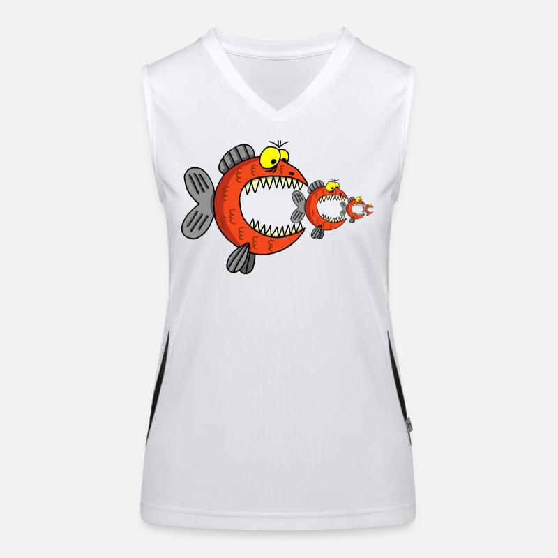 Fish and food chain Women's Functional Contrast Tank Top
