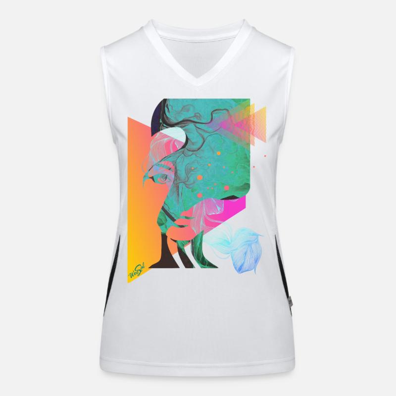 abstraktes Gesicht Funktionelles Kontrast-Tank Top für Frauen