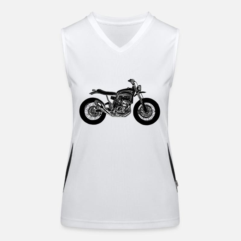 Moto dessinée en noir Débardeur respirant contrasté Femme