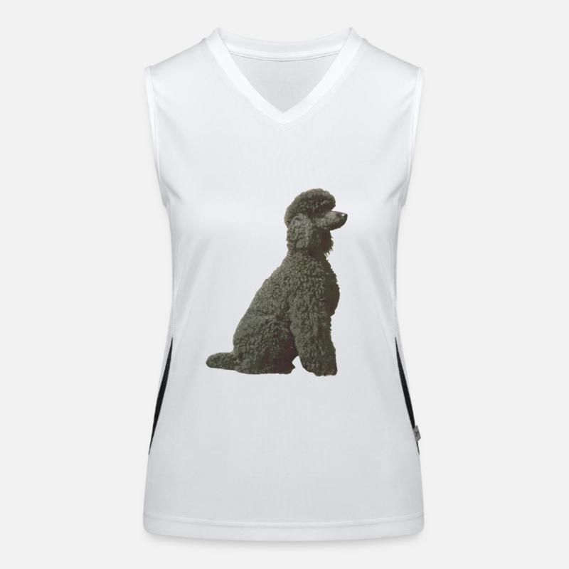 Black Poodle - Women's Functional Contrast Tank Top - white/black