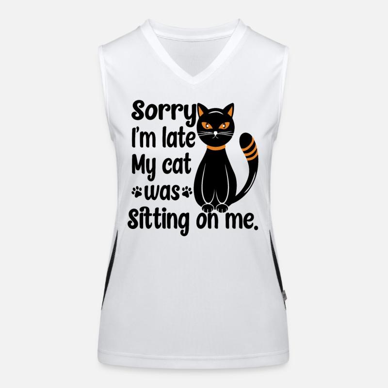 Black Sitting Cat Women's Functional Contrast Tank Top