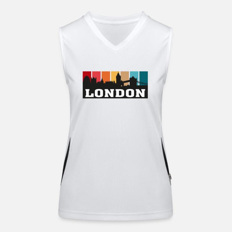 Londres Angleterre Voyage Skyline Souvenir Silhouette Débardeur respirant contrasté Femme
