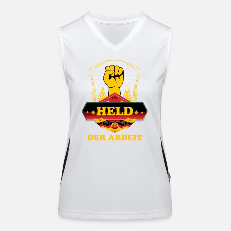 Held Der Arbeit - DDR Symbol Hammer und Zirkel Funktionelles Kontrast-Tank Top für Frauen