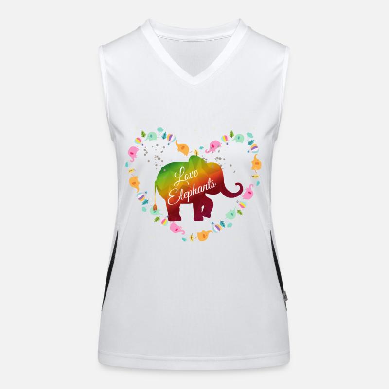 Regenbogen Elefanten Herzdesign Funktionelles Kontrast-Tank Top für Frauen