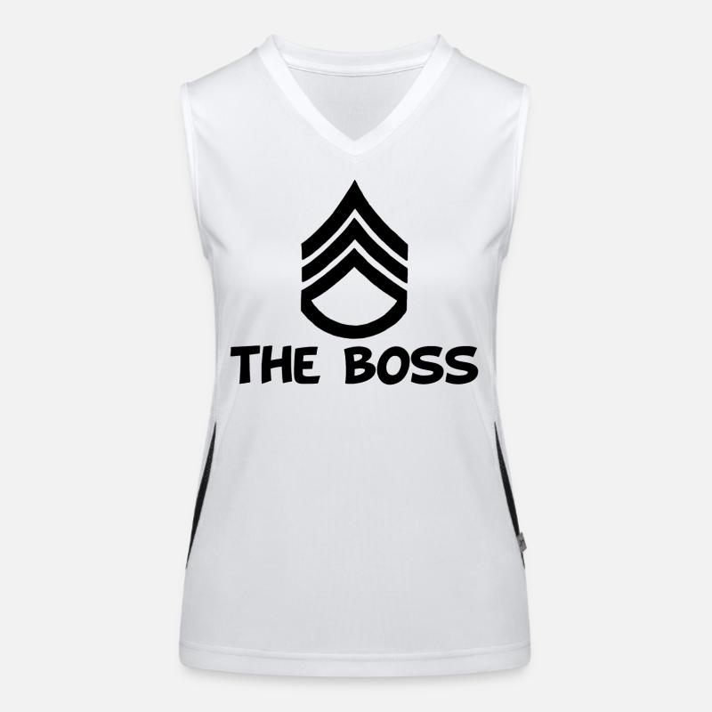 Der (schwarze) Chef Funktionelles Kontrast-Tank Top für Frauen