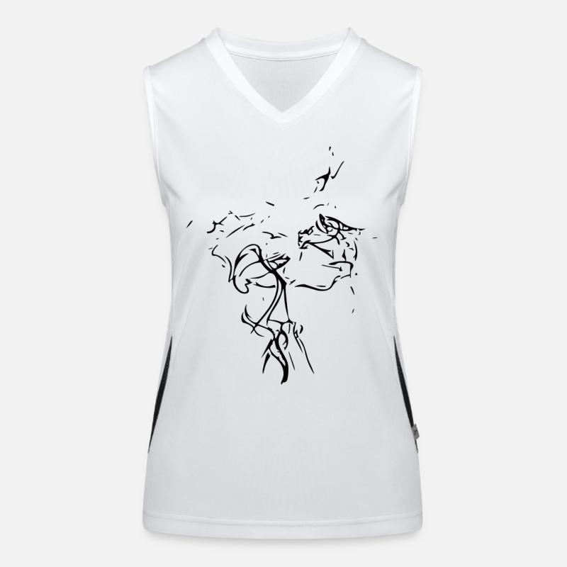 Abstract Swirl / Line / Black / Pattern - Women's Functional Contrast Tank Top - white/black