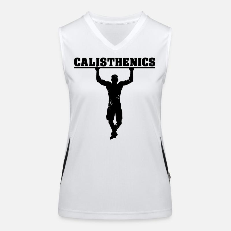calisthenics pullups symbol workout workout nature Women's Functional Contrast Tank Top