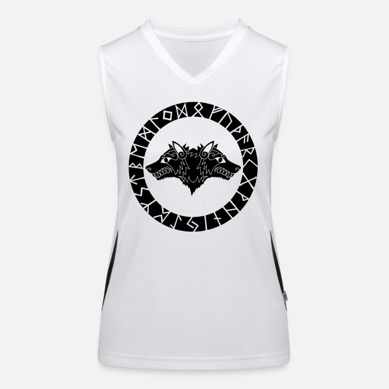 Schwarzer Wolf mit zwei Köpfen Funktionelles Kontrast-Tank Top für Frauen