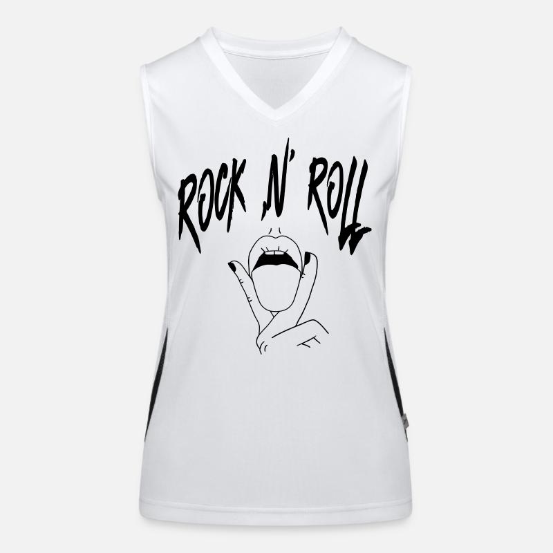 Rock N Roll Hand Gesture Typography Design Funktionelles Kontrast-Tank Top für Frauen