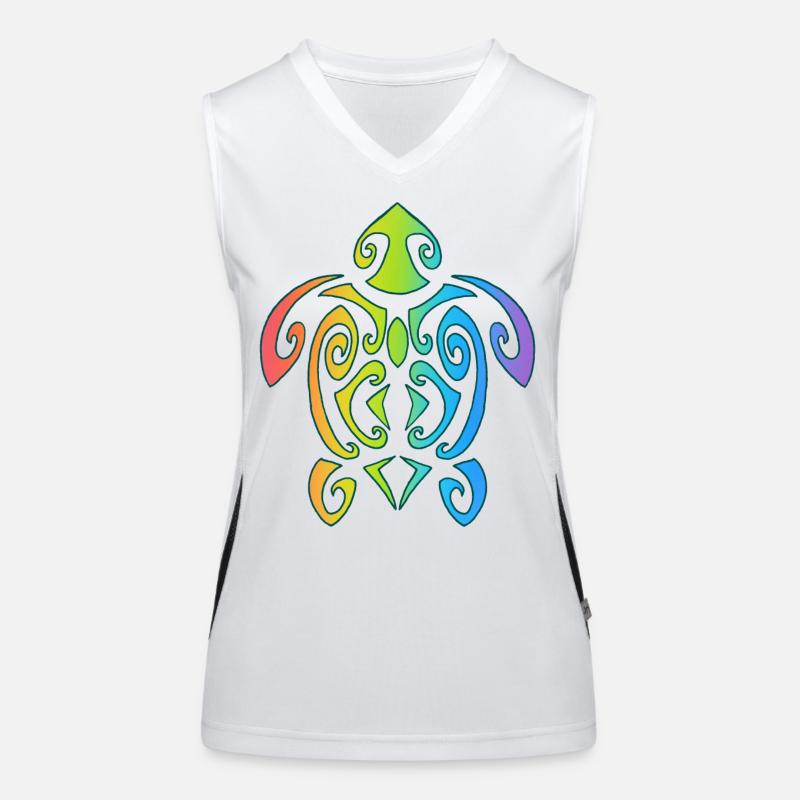 Rainbow Polynesian Turtle Women's Functional Contrast Tank Top