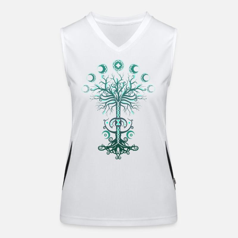 Ygdrassil Moon Phase Lebensbaum Occult Pagan Funktionelles Kontrast-Tank Top für Frauen