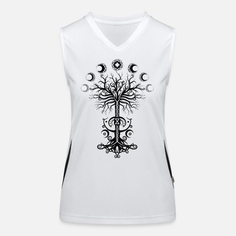 Ygdrassil Moon Phase Lebensbaum Occult Pagan Funktionelles Kontrast-Tank Top für Frauen