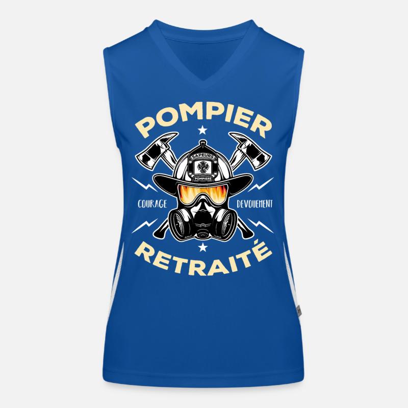 Pompier retraité Courage Dévouement Cadeau pompier Débardeur respirant contrasté Femme