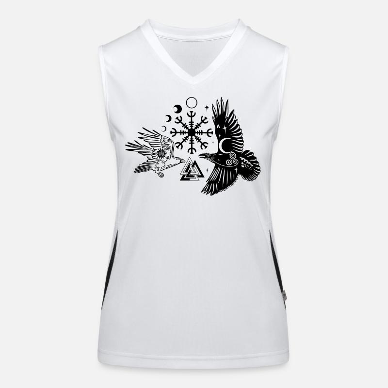 Hugin and Munin with Vegvisir Valknut Women's Functional Contrast Tank Top