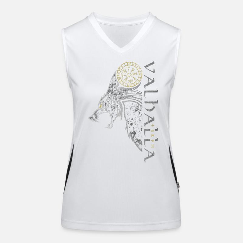 Valhalla Wolf Vegvisir Wikinger Runenkompass Funktionelles Kontrast-Tank Top für Frauen