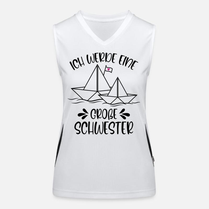 Papierschiff Schiff Ich werde eine große Schwester Funktionelles Kontrast-Tank Top für Frauen