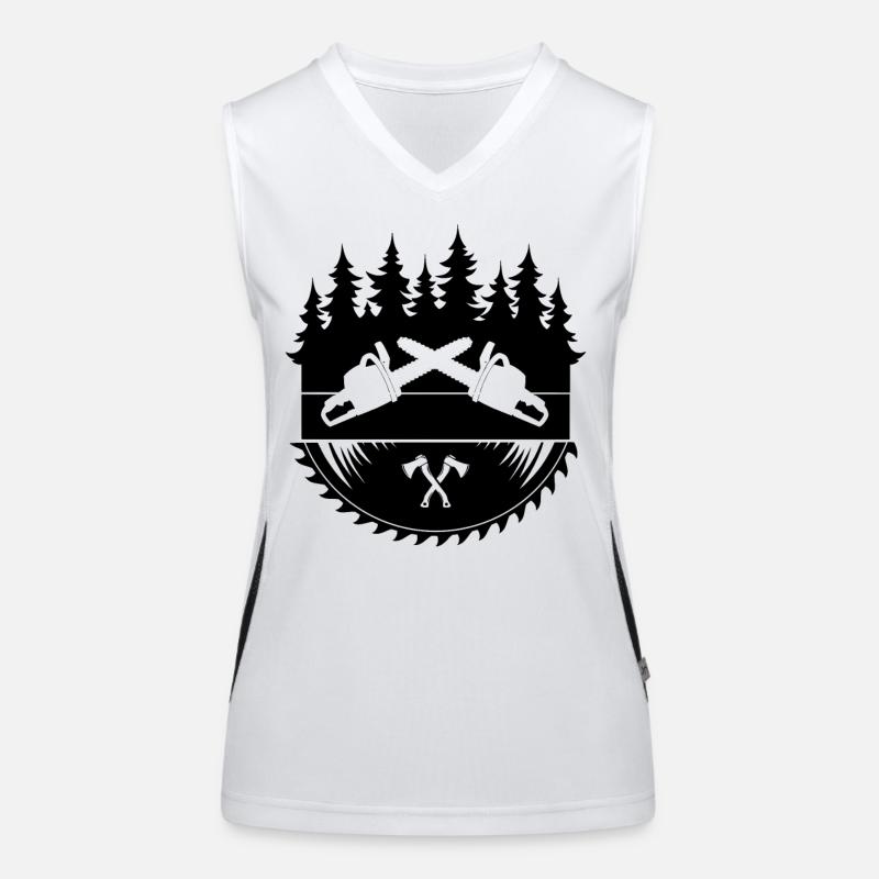Logo de la hache de tronçonneuse bûcheron Débardeur respirant contrasté Femme