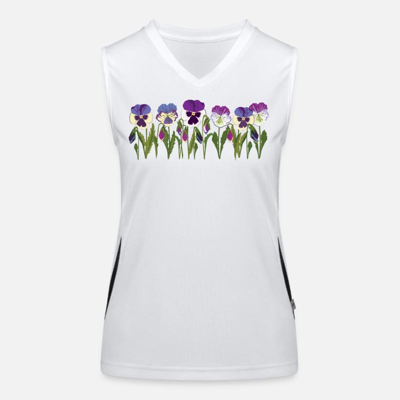 Rangée de fleurs de pensée en violet Débardeur respirant contrasté Femme