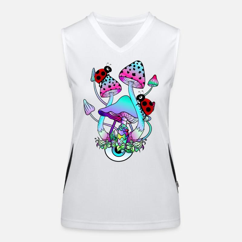 Magic Mushrooms Ladybug Psychedelic Mushroom Art Women's Functional Contrast Tank Top