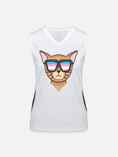 Transgenre Transsexuel Abyssinian Cat Cat - Débardeur respirant contrasté Femme - blanc/noir - Devant