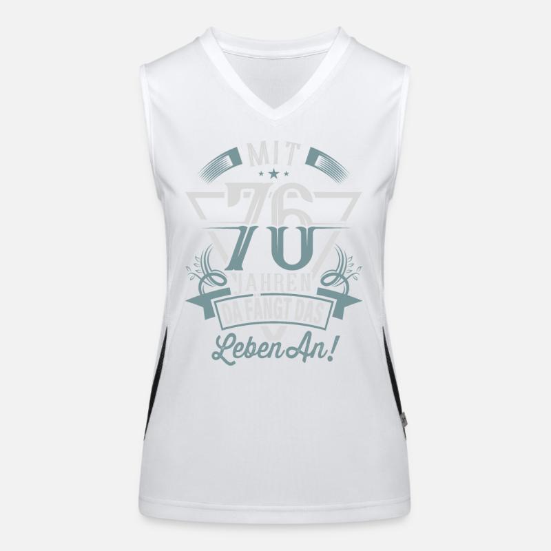76. Geburtstag Da Fängt Das Leben An Funktionelles Kontrast-Tank Top für Frauen