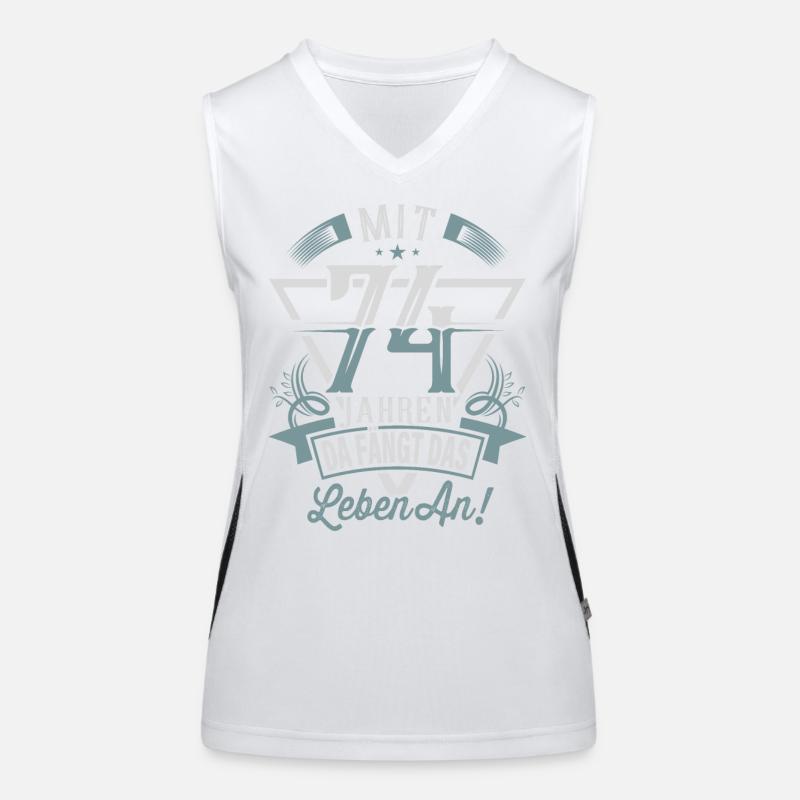 74. Geburtstag Da Fängt Das Leben An Funktionelles Kontrast-Tank Top für Frauen