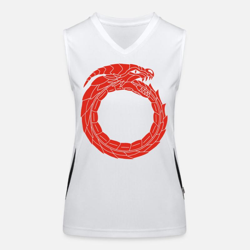 Verschlingender Roter Drache Funktionelles Kontrast-Tank Top für Frauen