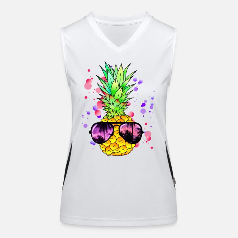 Colorful pineapple art Women's Functional Contrast Tank Top