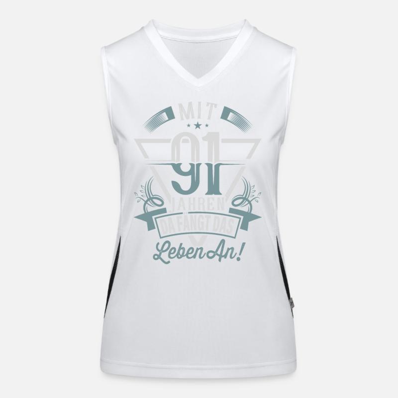 91. Geburtstag Da Fängt Das Leben An Funktionelles Kontrast-Tank Top für Frauen