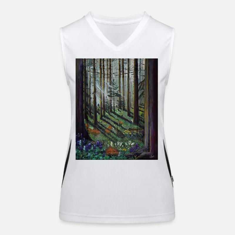 Enchanted Forest Sunbeams Illustration Women's Functional Contrast Tank Top