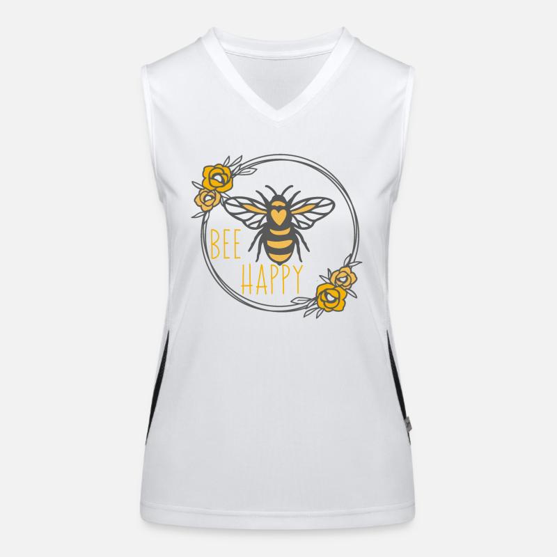 Blumenkranz und Biene glücklich Funktionelles Kontrast-Tank Top für Frauen