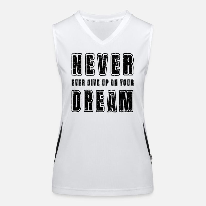 Inspirational Motivational Never Ever Give Up Text Women's Functional Contrast Tank Top