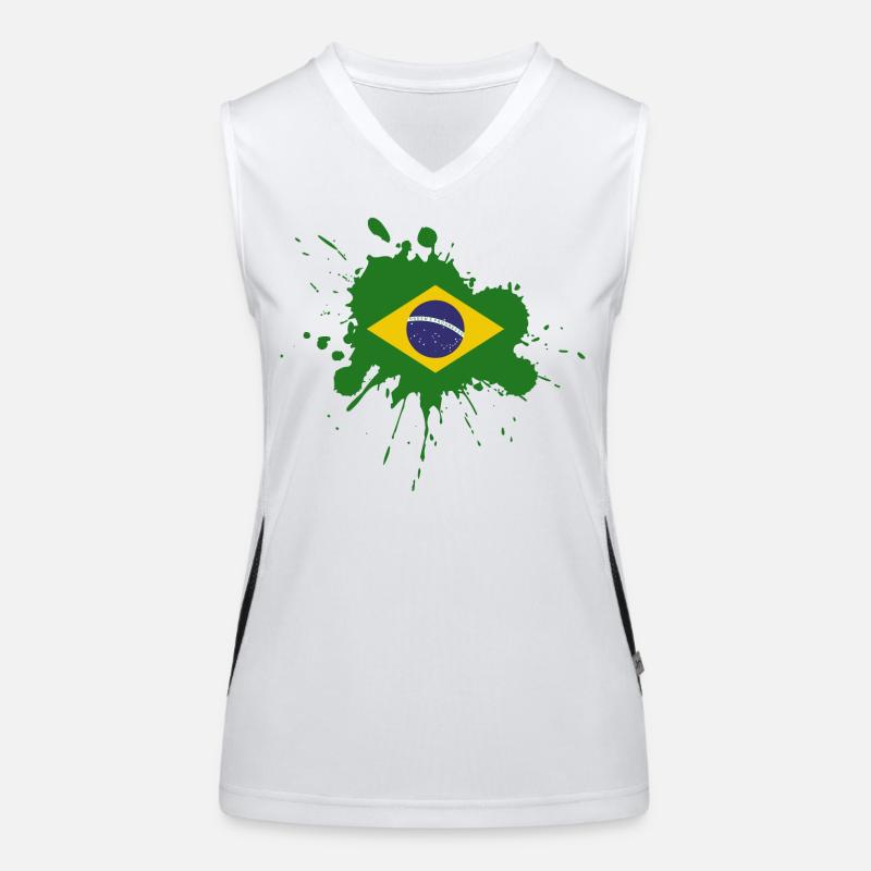 Brasilien Flagge Fleckendesign Funktionelles Kontrast-Tank Top für Frauen