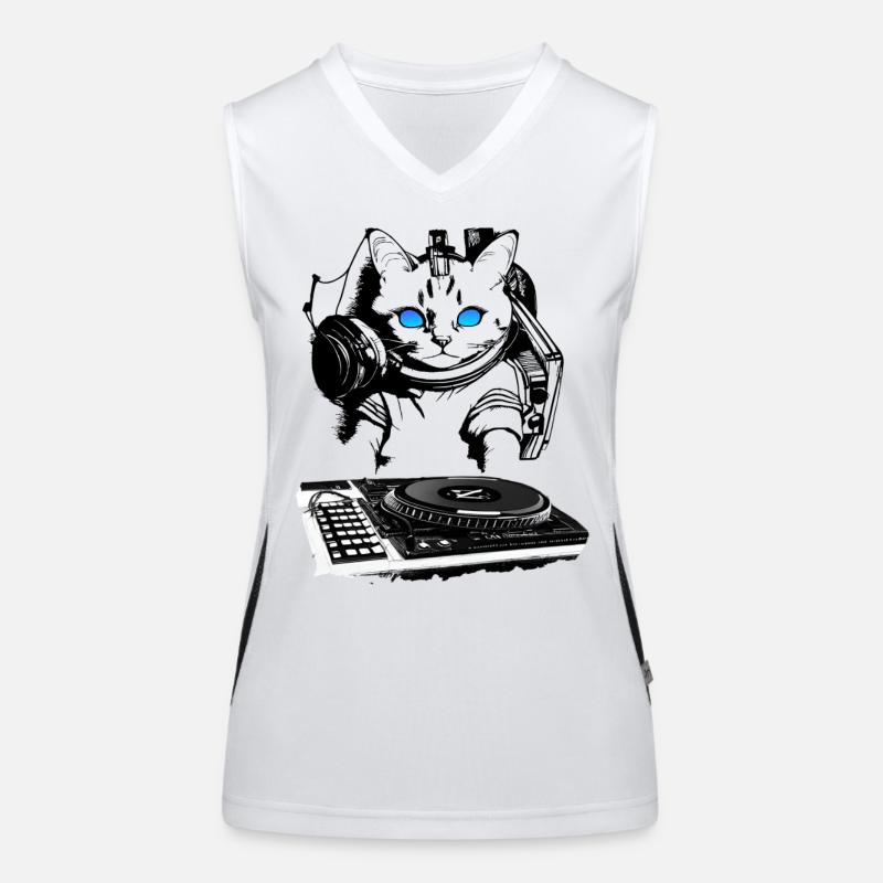Cat DJ avec table de mixage Débardeur respirant contrasté Femme