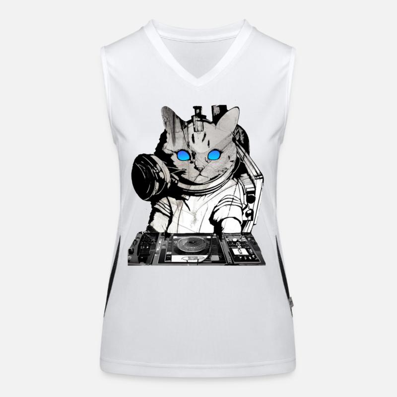 DJ cat avec table de mixage Débardeur respirant contrasté Femme