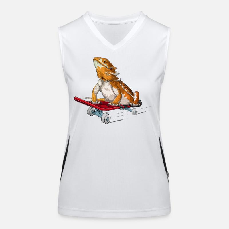 Bartdrache auf einem Skateboard Funktionelles Kontrast-Tank Top für Frauen