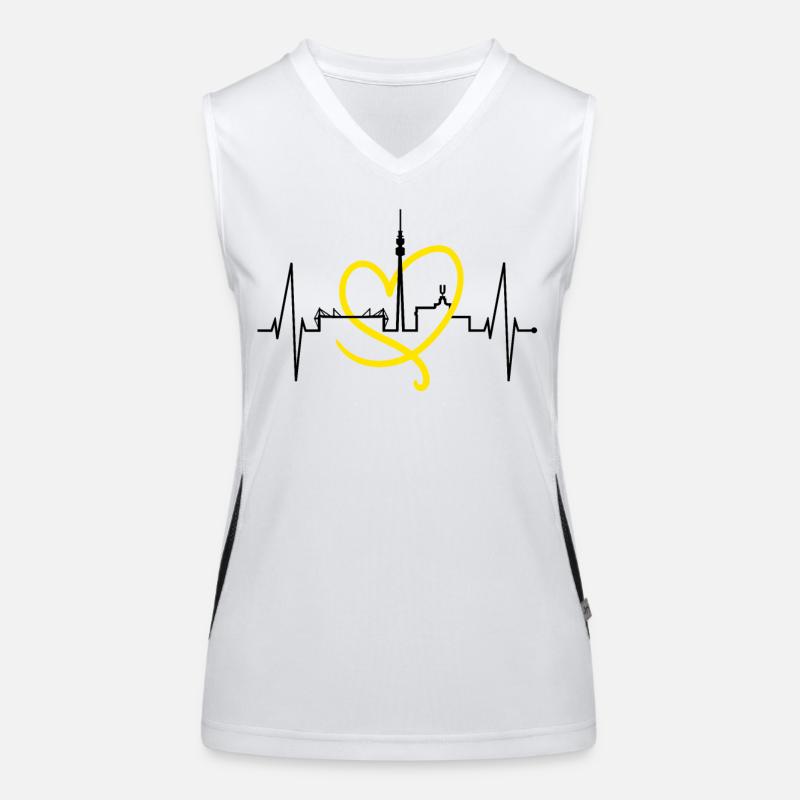 Dortmund Skyline Heartbeat Stadium Fan Dortmunder Débardeur respirant contrasté Femme
