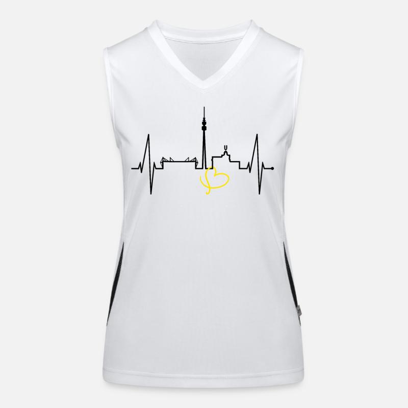 Dortmund Skyline Heartbeat Stadium Fan Dortmunder Débardeur respirant contrasté Femme