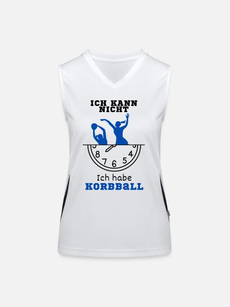 Ich kann nicht ich habe Korbball schwarze Schrift - Funktionelles Kontrast-Tank Top für Frauen - Weiß/Schwarz - Vorne