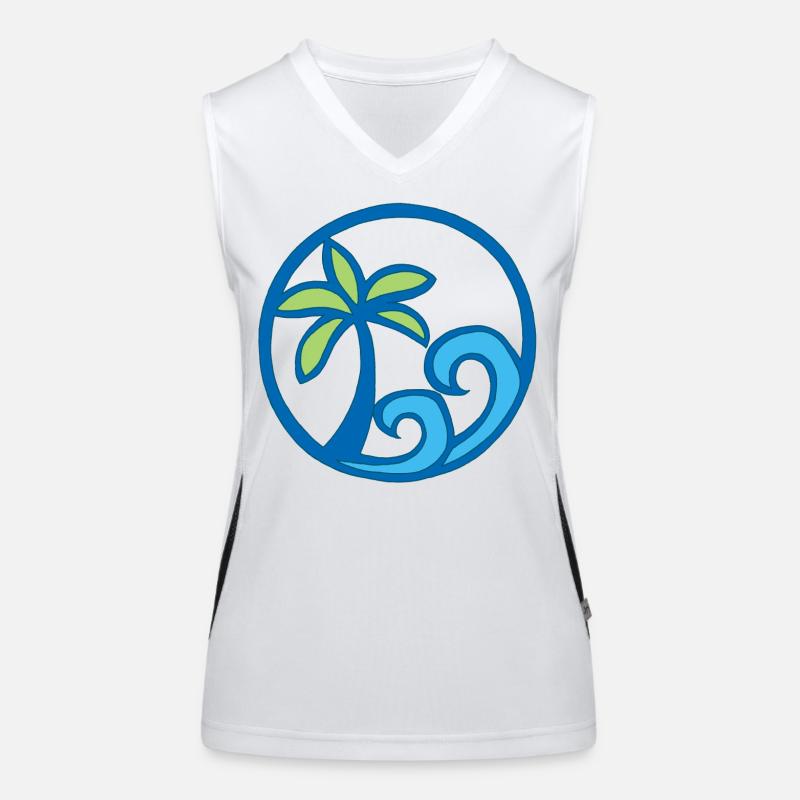 Waves and palm tree Women's Functional Contrast Tank Top