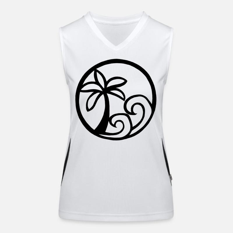 Vagues et palmier noir Débardeur respirant contrasté Femme