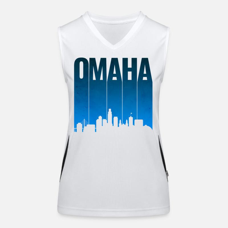 Omaha Skyline Blau Gradient Funktionelles Kontrast-Tank Top für Frauen