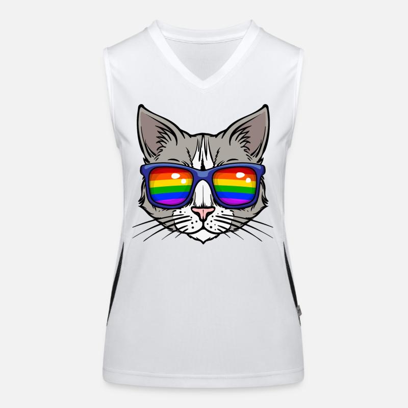 Cool Lgbt Cat Bisexual Sexuality Rainbow Women's Functional Contrast Tank Top