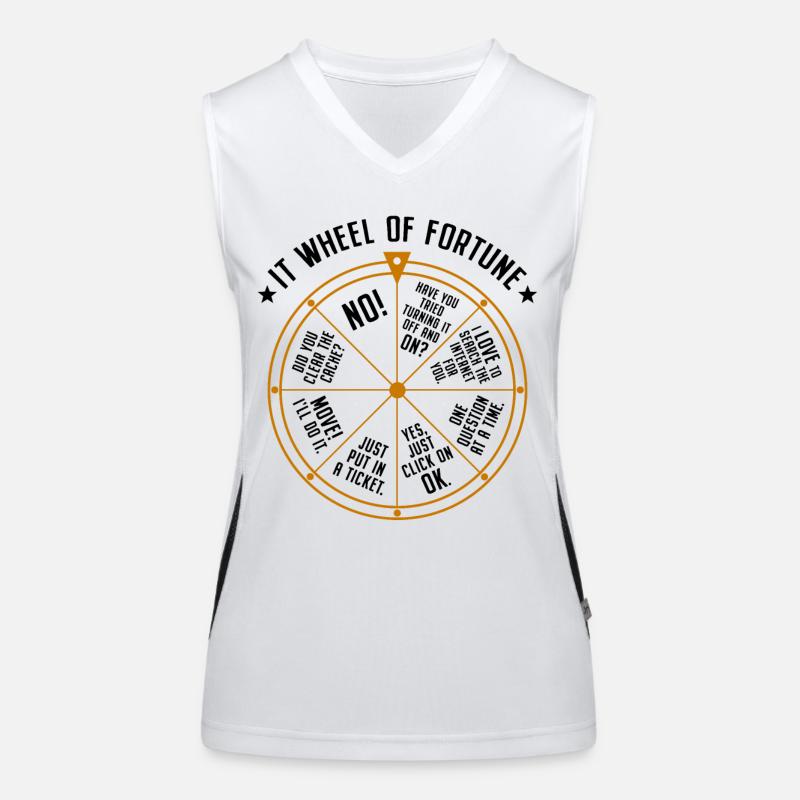 Support informatique Roue de la fortune Service Desk IT Helpdesk Nerd Débardeur respirant contrasté Femme