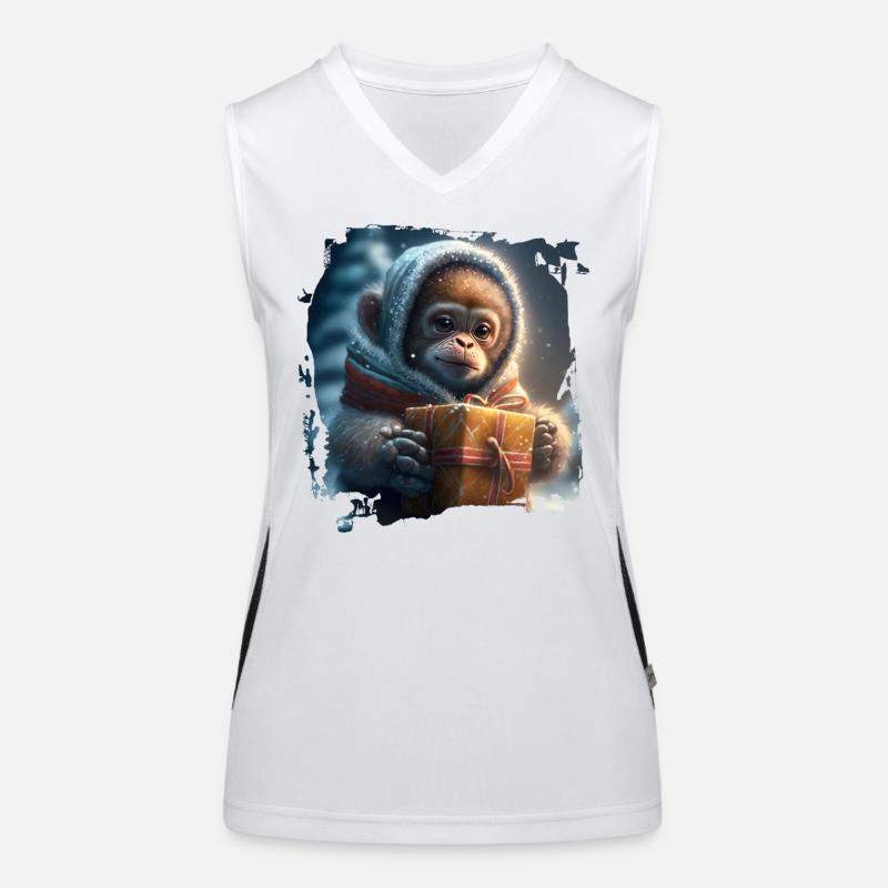 Winterlicher Orangutan Geschenk Funktionelles Kontrast-Tank Top für Frauen