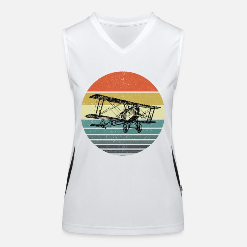 Aviator Pilot Retro Bi Plane Airplane Aviation Funktionelles Kontrast-Tank Top für Frauen