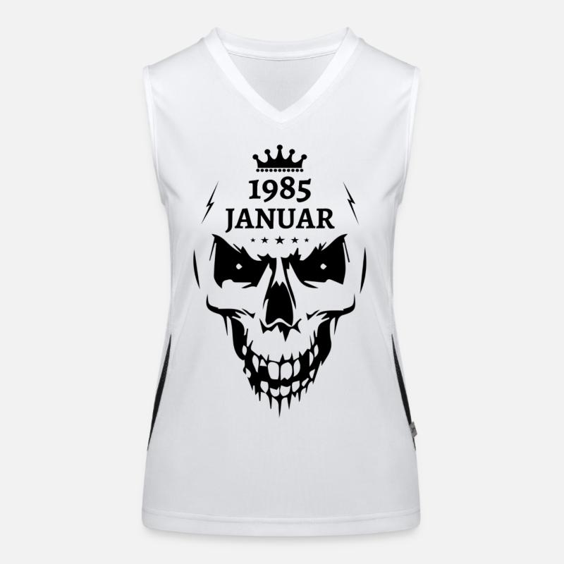Januar 1985 Totenkopf Funktionelles Kontrast-Tank Top für Frauen
