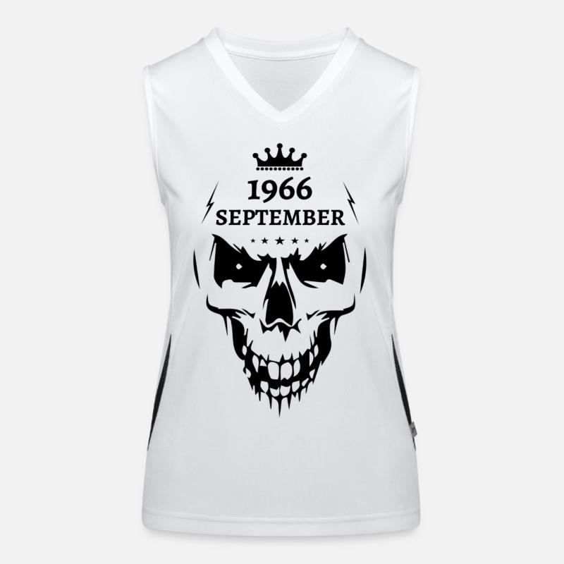 September 1966 Skull - Women's Functional Contrast Tank Top - white/black